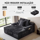 Sofá-Cama Velvet de Algodão, Super Confortável e Abre Sozinho + BRINDE: Manta de Pelúcia