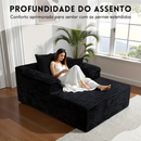 Sofá-Cama Velvet de Algodão, Super Confortável e Abre Sozinho + BRINDE: Manta de Pelúcia